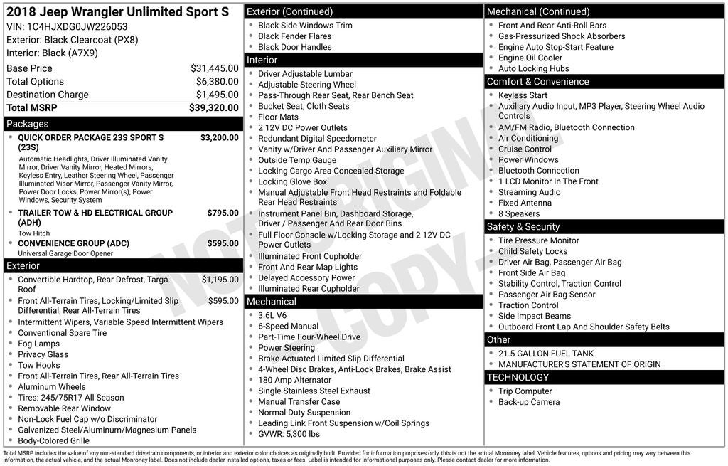 2018 Jeep Wrangler Unlimited Sport S