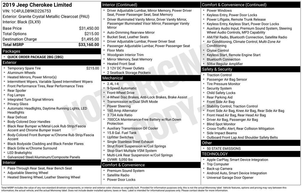 2019 Jeep Cherokee Limited