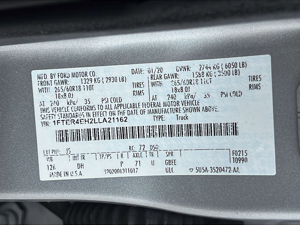 2020 Ford Ranger Lariat