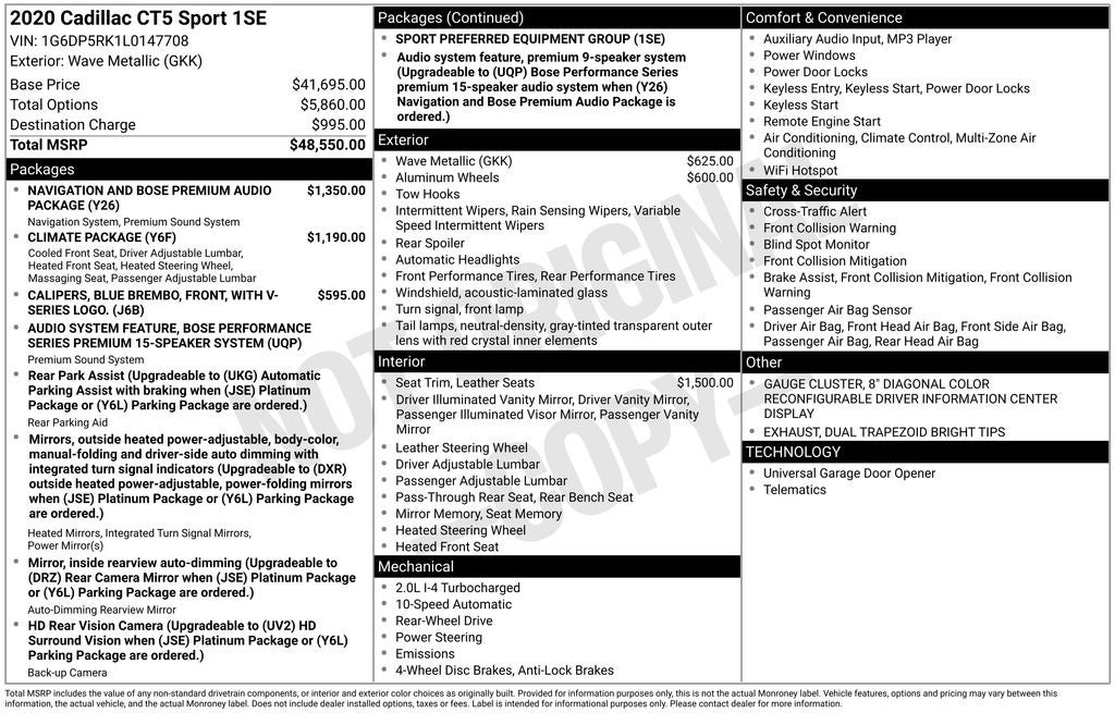 2020 Cadillac CT5 Sport