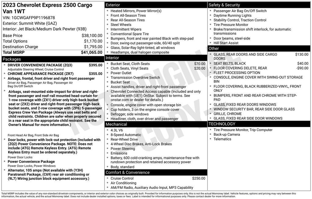 2023 Chevrolet Express Work Van Cargo