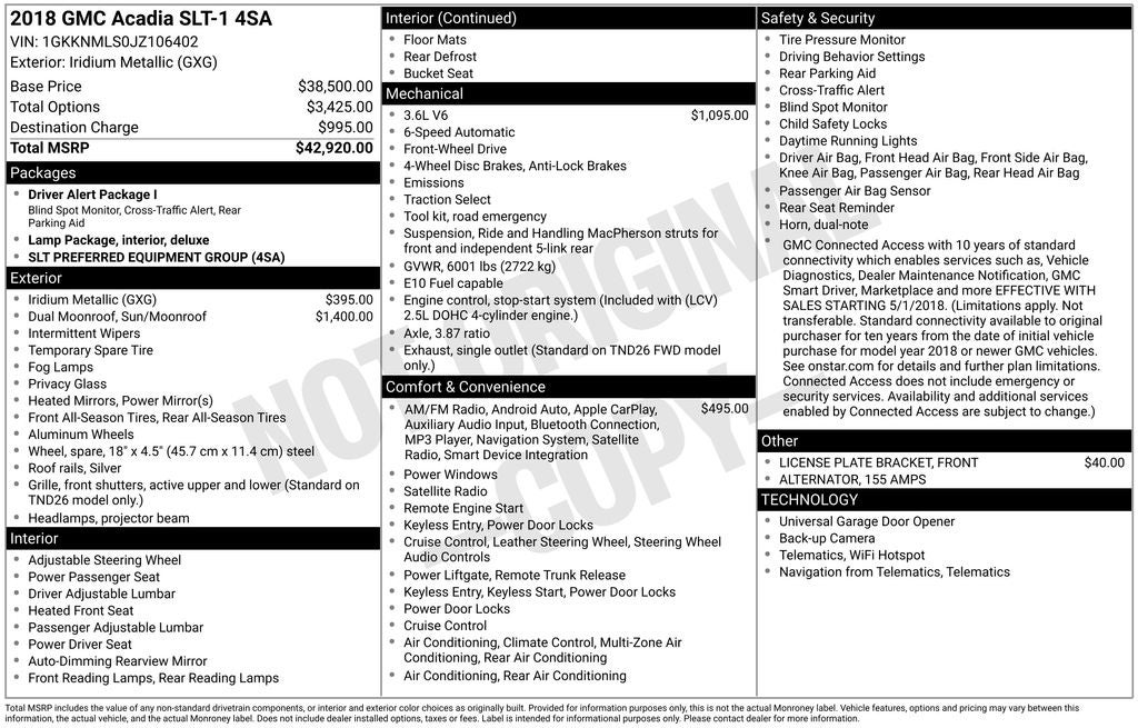 2018 GMC Acadia SLT-1