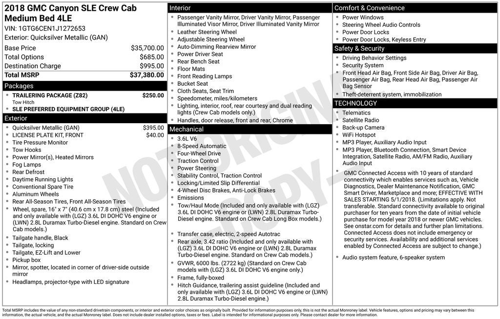 2018 GMC Canyon SLE1