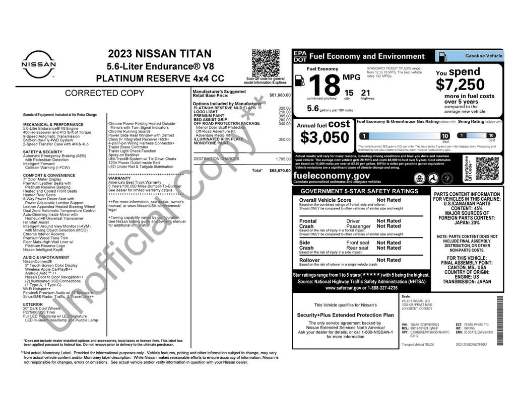 2023 Nissan Titan Platinum Reserve