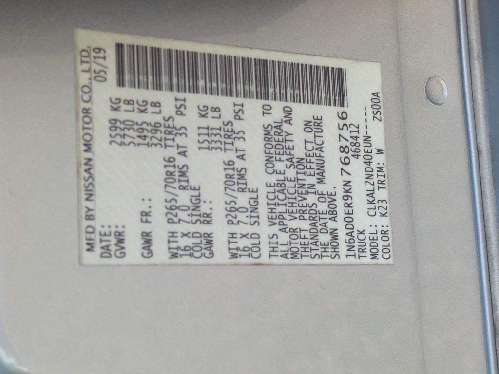 2019 Nissan Frontier SV