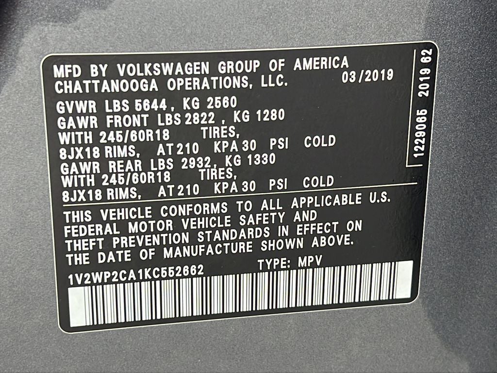 2019 Volkswagen Atlas 2.0T SE w/Technology w/Technology