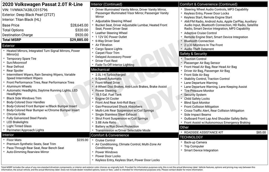 2020 Volkswagen Passat 2.0T R-Line