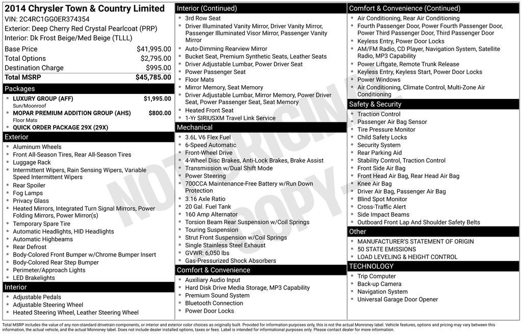 2014 Chrysler Town and Country Limited