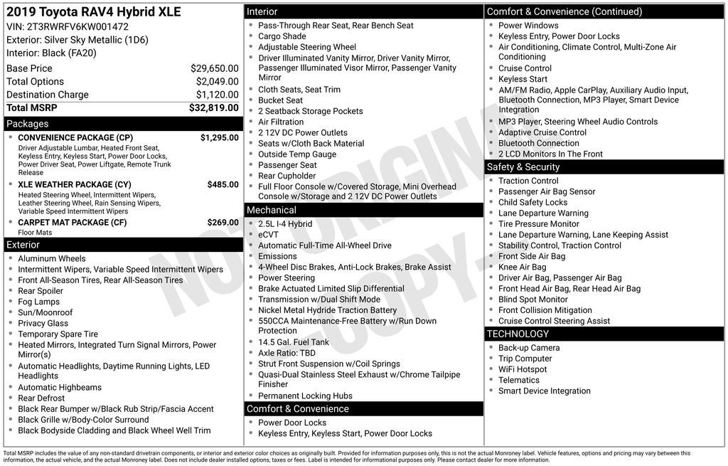 2019 Toyota RAV4 HYBRID XLE