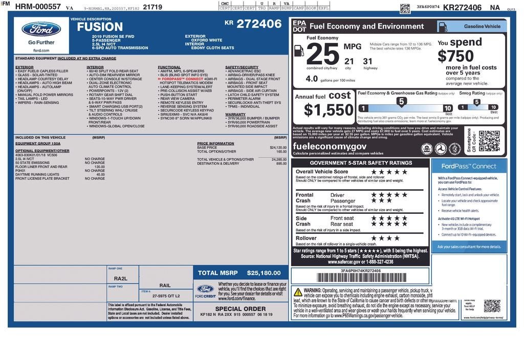 2019 Ford Fusion SE