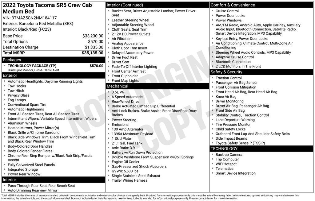 2022 Toyota TACOMA SR5 SR5 V6