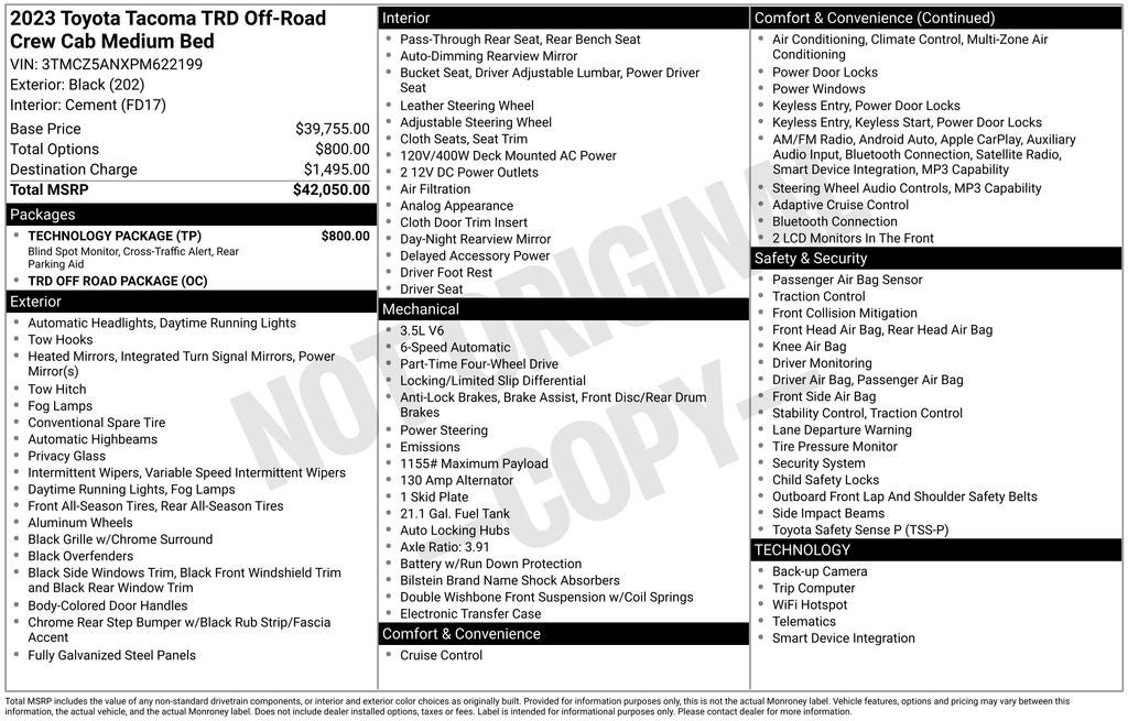 2023 Toyota TACOMA TRD OFFRD TRD Off-Road V6