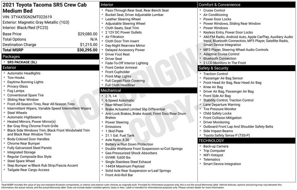 2021 Toyota TACOMA SR5 SR