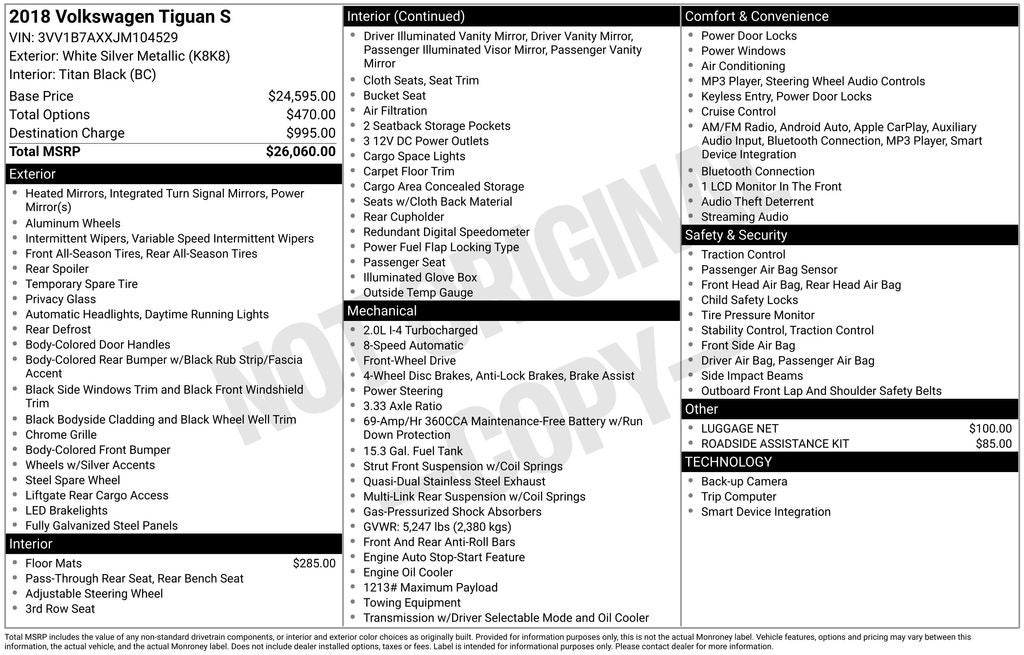 2018 Volkswagen Tiguan 2.0T S