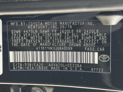 2018 Toyota CAMRY SE