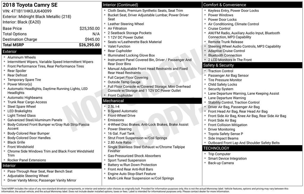 2018 Toyota Camry SE