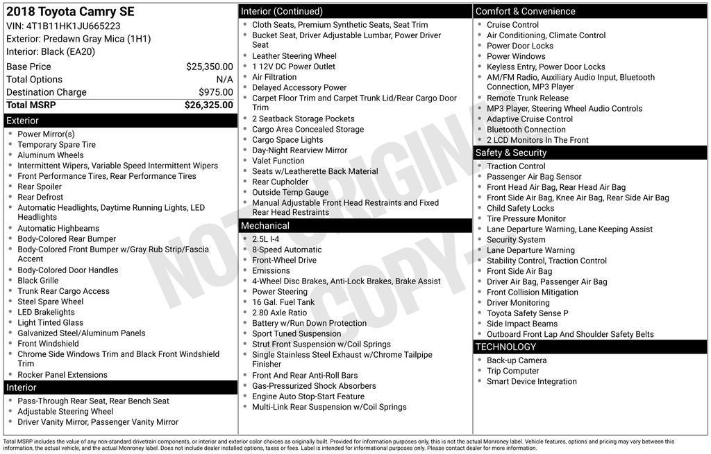 2018 Toyota Camry LE