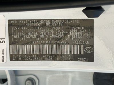 2018 Toyota CAMRY LE