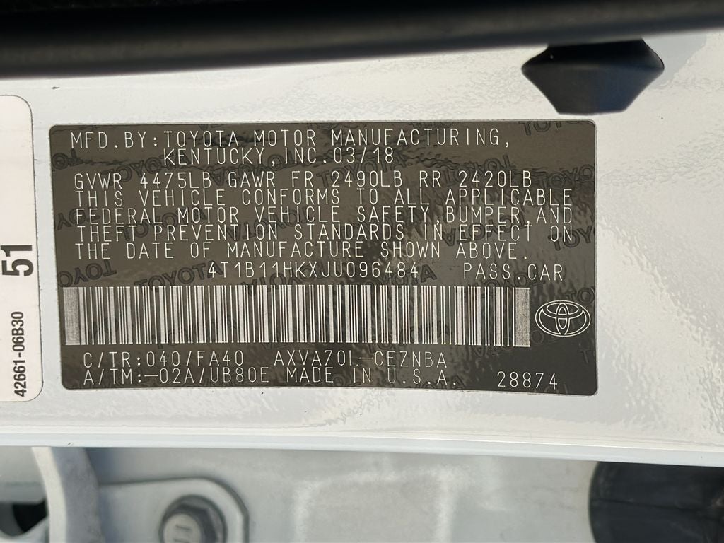 2018 Toyota CAMRY LE