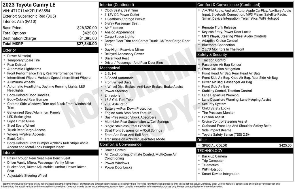 2023 Toyota CAMRY LE