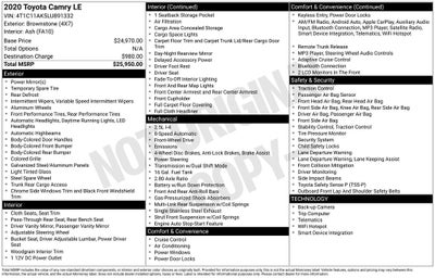 2020 Toyota CAMRY LE