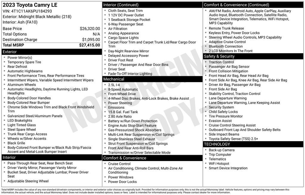 2023 Toyota CAMRY LE