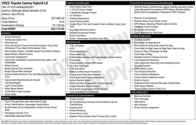2022 Toyota CAMRY LE