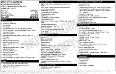 2021 Toyota CAMRY SE