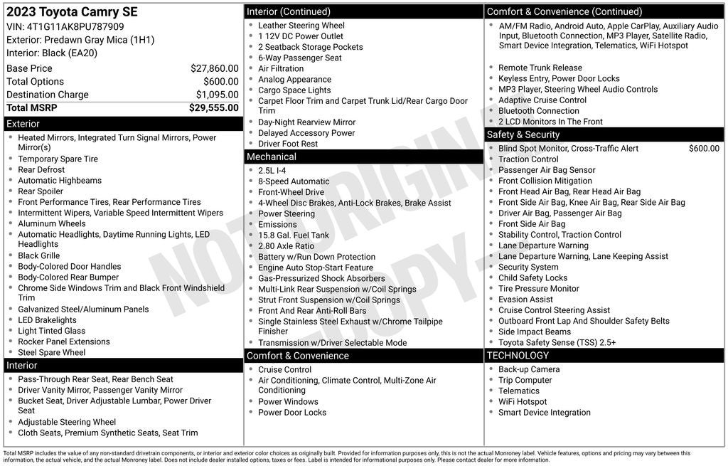 2023 Toyota CAMRY SE