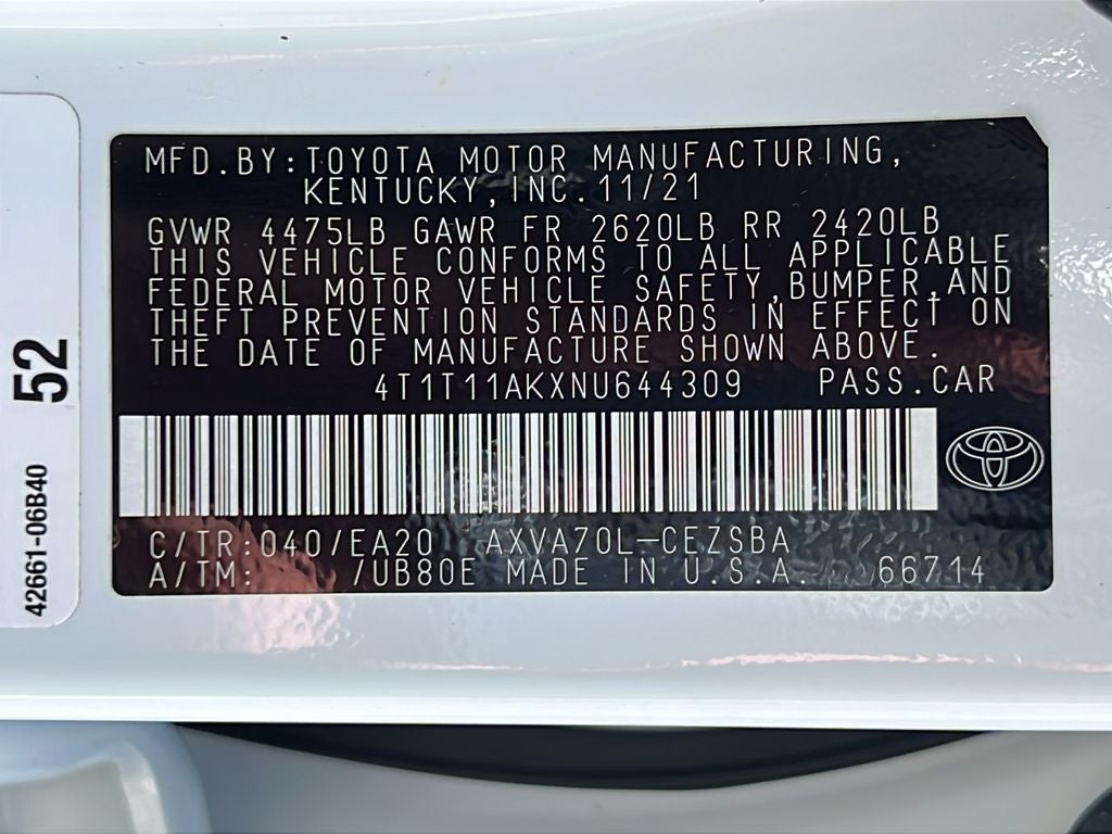 2022 Toyota CAMRY SE
