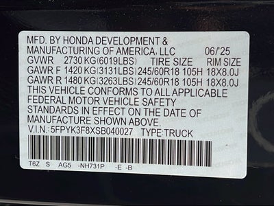 2025 Honda Ridgeline Black Edition