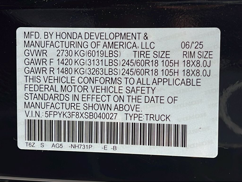 2025 Honda Ridgeline Black Edition