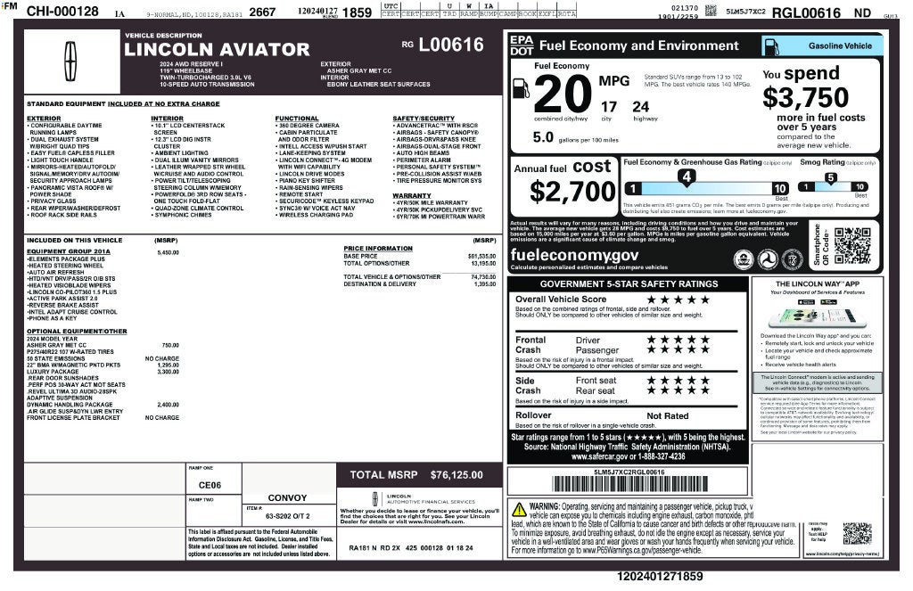 2024 Lincoln Aviator Reserve