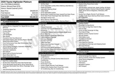 2020 Toyota HIGHLANDER Platinum