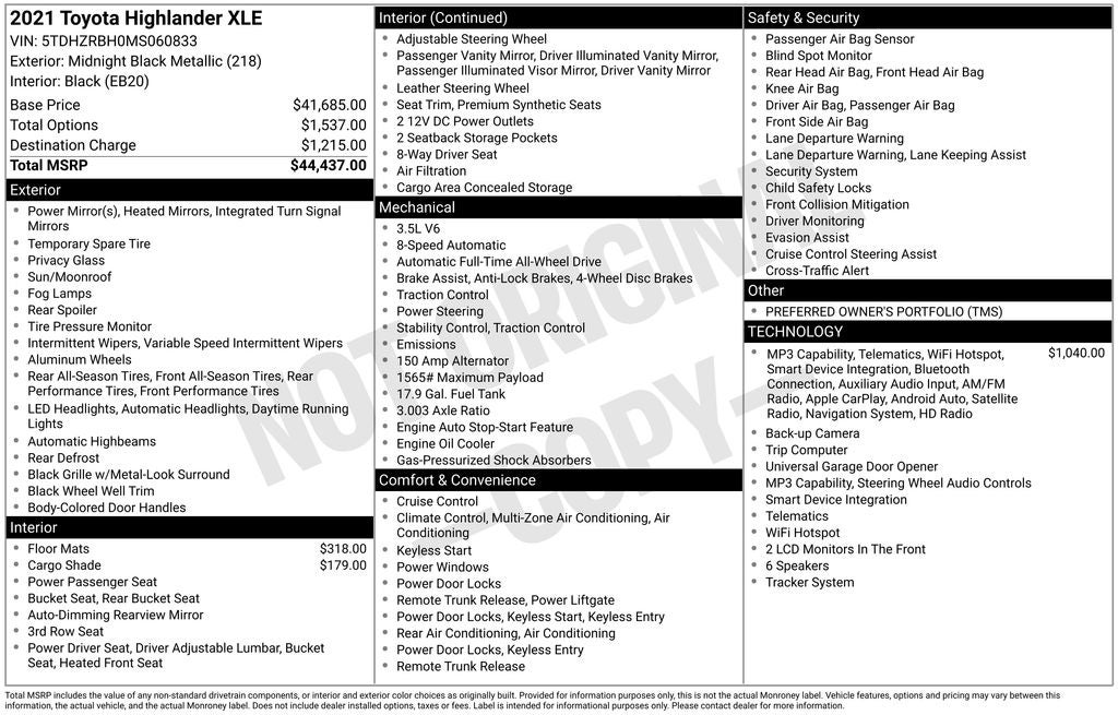 2021 Toyota Highlander XLE