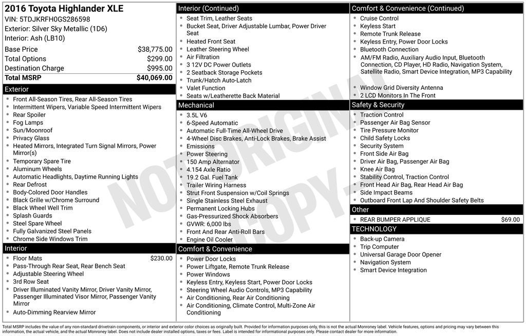 2016 Toyota Highlander XLE V6