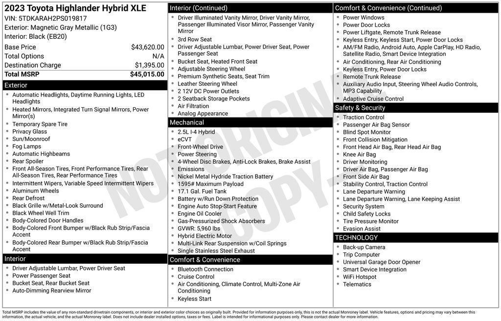 2023 Toyota HIGHLANDER HYBRD XLE