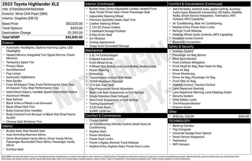 2023 Toyota HIGHLANDER XLE