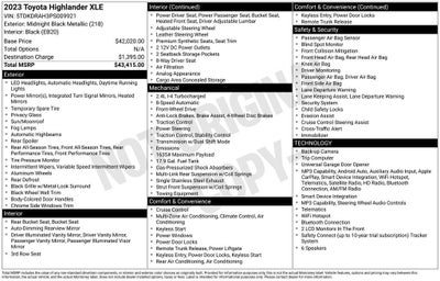 2023 Toyota Highlander XLE