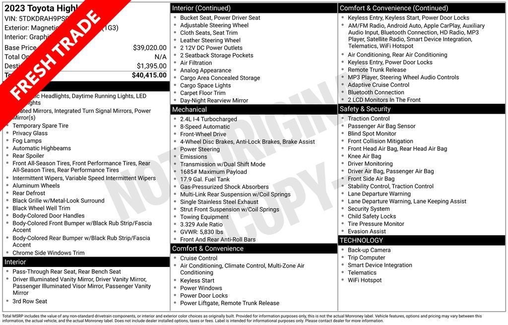 2023 Toyota HIGHLANDER LE
