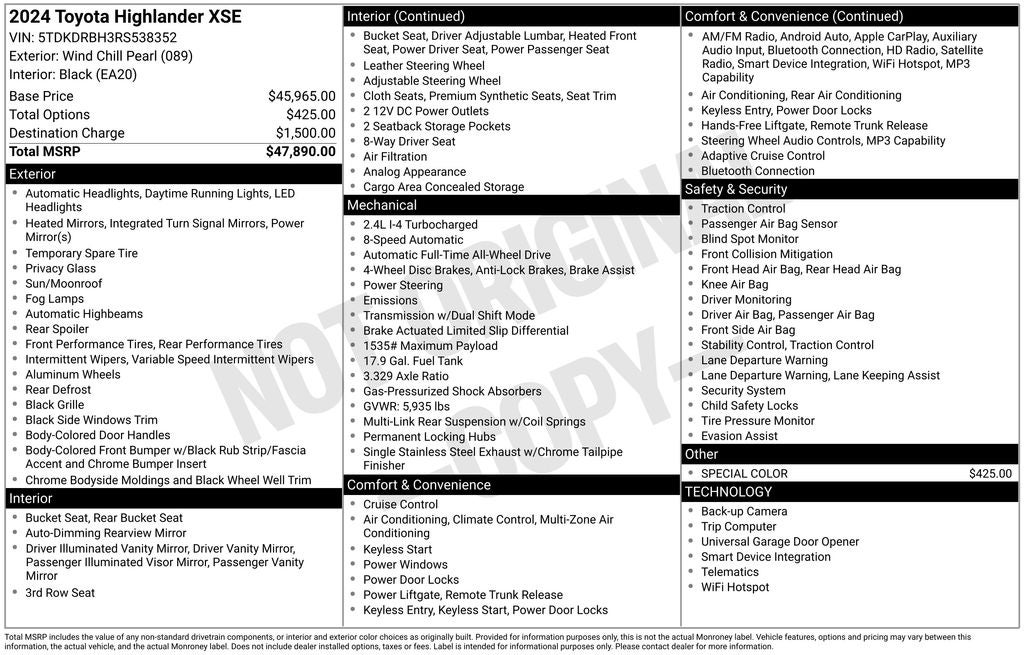 2024 Toyota Highlander XSE