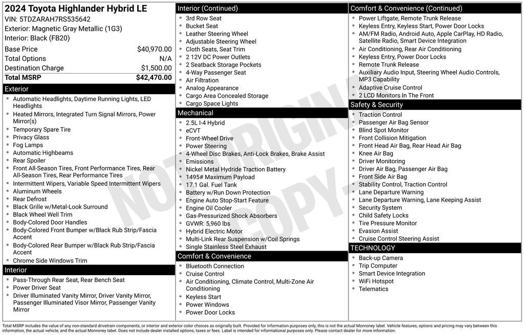 2024 Toyota Highlander Hybrid LE