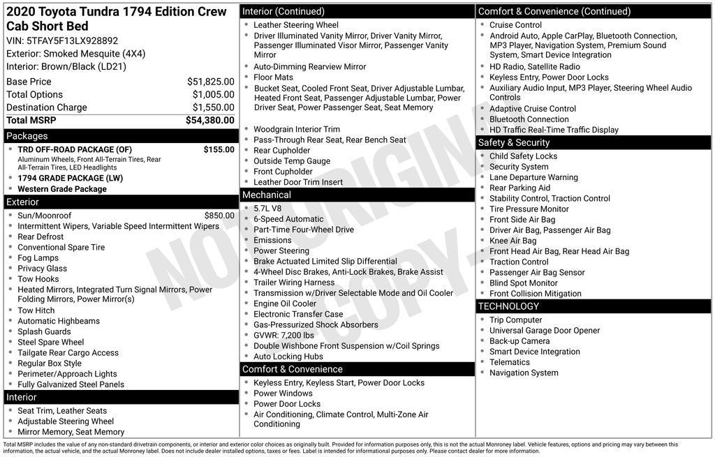 2020 Toyota TUNDRA 4X4 1794