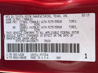 2019 Toyota Tundra Platinum 5.7L V8