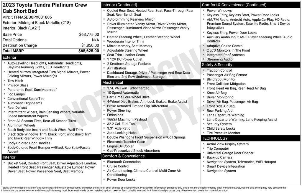 2023 Toyota TUNDRA 4X4 Platinum