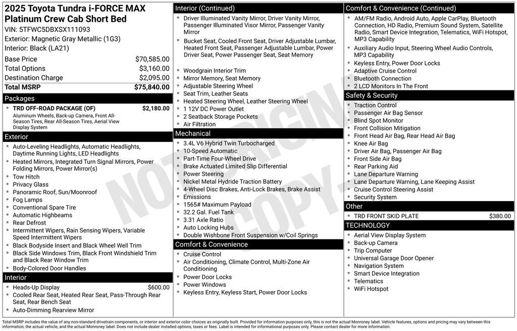 2025 Toyota Tundra Hybrid Platinum