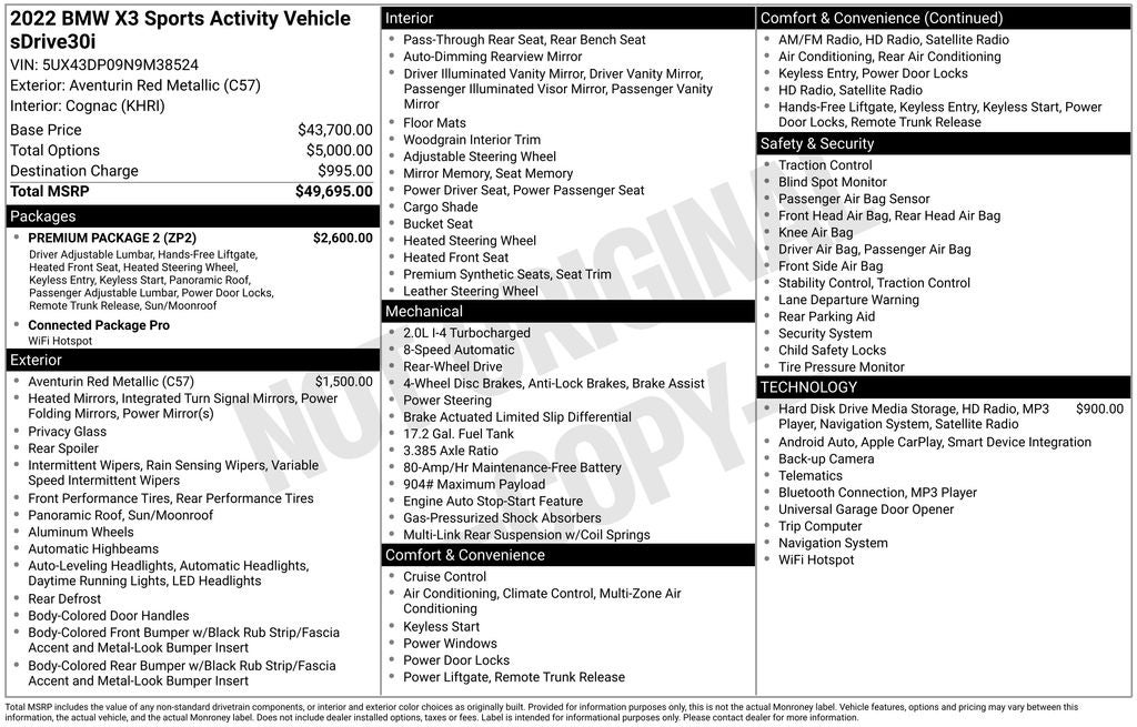2022 BMW X3 sDrive30i