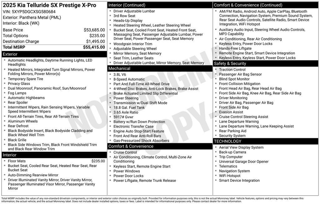 2025 Kia Telluride SX-Prestige X-Pro