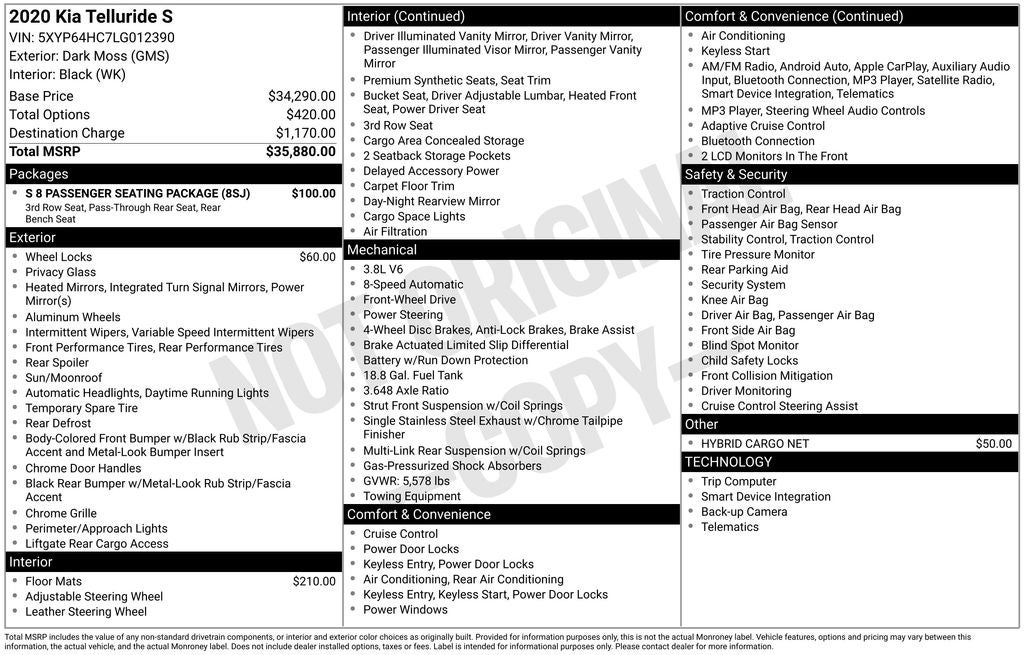 2020 Kia Telluride S