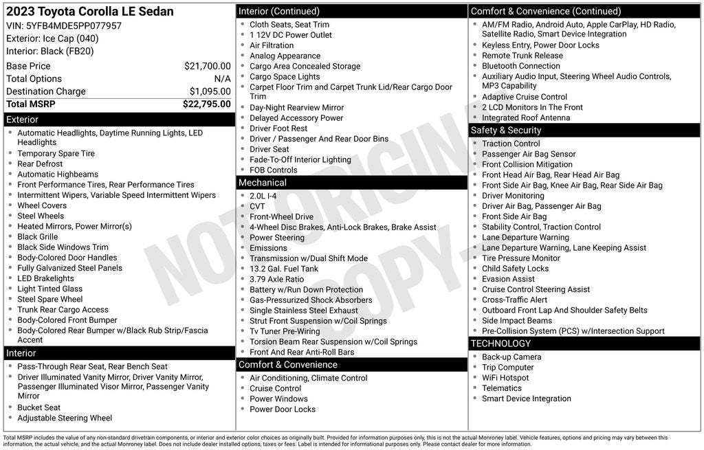 2023 Toyota COROLLA LE